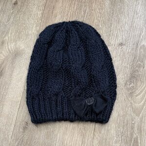 Abercrombie & Fitch Navy Cable Knit Hat with Bow